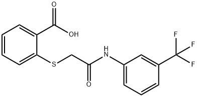 2-({2-oxo-2-[3-(trifluoromethyl)anilino]ethyl}sulfanyl)benzoic acid Struktur