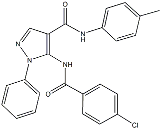 5-[(4-chlorobenzoyl)amino]-N-(4-methylphenyl)-1-phenyl-1H-pyrazole-4-carboxamide Struktur