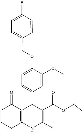 ethyl 4-{4-[(4-fluorobenzyl)oxy]-3-methoxyphenyl}-2-methyl-5-oxo-1,4,5,6,7,8-hexahydro-3-quinolinecarboxylate Struktur