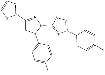 2-[5-(4-fluorophenyl)-3-(2-thienyl)-4,5-dihydro-1H-pyrazol-1-yl]-4-(4-iodophenyl)-1,3-thiazole Struktur