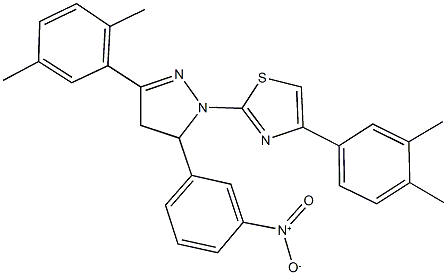 4-(3,4-dimethylphenyl)-2-(3-(2,5-dimethylphenyl)-5-{3-nitrophenyl}-4,5-dihydro-1H-pyrazol-1-yl)-1,3-thiazole Struktur