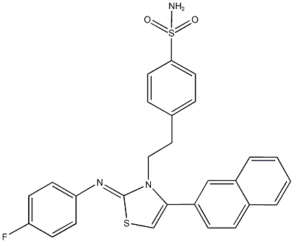 4-[2-(2-[(4-fluorophenyl)imino]-4-(2-naphthyl)-1,3-thiazol-3(2H)-yl)ethyl]benzenesulfonamide Struktur