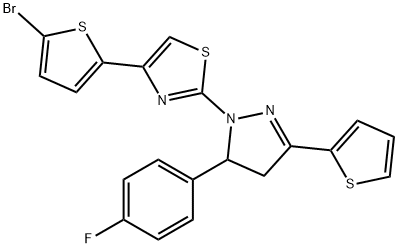 4-(5-bromo-2-thienyl)-2-[5-(4-fluorophenyl)-3-(2-thienyl)-4,5-dihydro-1H-pyrazol-1-yl]-1,3-thiazole Struktur