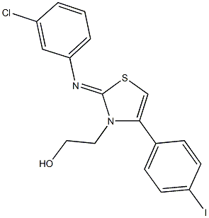 2-(2-[(3-chlorophenyl)imino]-4-(4-iodophenyl)-1,3-thiazol-3(2H)-yl)ethanol Struktur