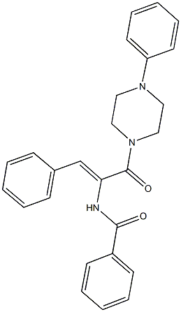 N-{2-phenyl-1-[(4-phenyl-1-piperazinyl)carbonyl]vinyl}benzamide Struktur