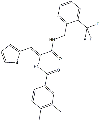 3,4-dimethyl-N-[2-(2-thienyl)-1-({[2-(trifluoromethyl)benzyl]amino}carbonyl)vinyl]benzamide Struktur