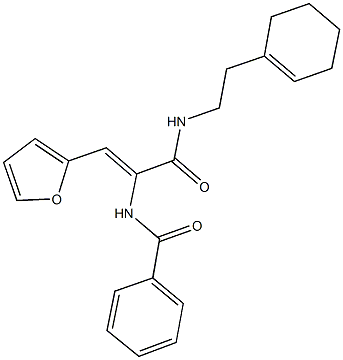 N-[1-({[2-(1-cyclohexen-1-yl)ethyl]amino}carbonyl)-2-(2-furyl)vinyl]benzamide Struktur