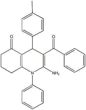 2-amino-3-benzoyl-4-(4-methylphenyl)-1-phenyl-4,6,7,8-tetrahydro-5(1H)-quinolinone Struktur