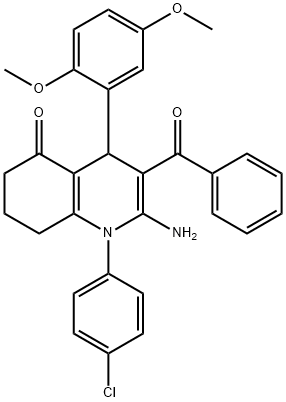 2-amino-3-benzoyl-1-(4-chlorophenyl)-4-(2,5-dimethoxyphenyl)-4,6,7,8-tetrahydro-5(1H)-quinolinone Struktur