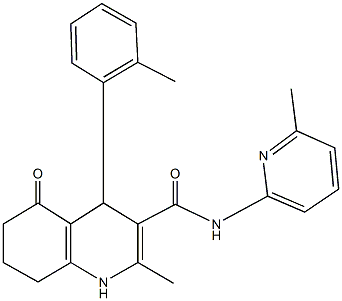 2-methyl-4-(2-methylphenyl)-N-(6-methyl-2-pyridinyl)-5-oxo-1,4,5,6,7,8-hexahydro-3-quinolinecarboxamide Struktur