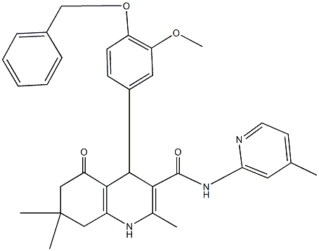 4-[4-(benzyloxy)-3-methoxyphenyl]-2,7,7-trimethyl-N-(4-methylpyridin-2-yl)-5-oxo-1,4,5,6,7,8-hexahydroquinoline-3-carboxamide Struktur