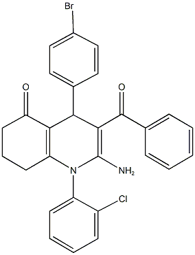 2-amino-3-benzoyl-4-(4-bromophenyl)-1-(2-chlorophenyl)-4,6,7,8-tetrahydro-5(1H)-quinolinone Struktur