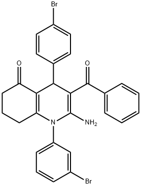 2-amino-3-benzoyl-1-(3-bromophenyl)-4-(4-bromophenyl)-4,6,7,8-tetrahydro-5(1H)-quinolinone Struktur