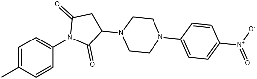 3-(4-{4-nitrophenyl}-1-piperazinyl)-1-(4-methylphenyl)-2,5-pyrrolidinedione Struktur