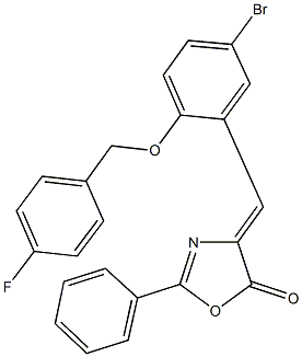 4-{5-bromo-2-[(4-fluorobenzyl)oxy]benzylidene}-2-phenyl-1,3-oxazol-5(4H)-one Struktur