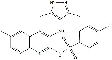 4-chloro-N-{3-[(3,5-dimethyl-1H-pyrazol-4-yl)amino]-6-methyl-2-quinoxalinyl}benzenesulfonamide Struktur