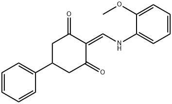 2-[(2-methoxyanilino)methylene]-5-phenylcyclohexane-1,3-dione Struktur