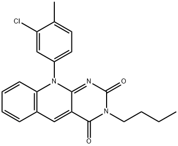 3-butyl-10-(3-chloro-4-methylphenyl)pyrimido[4,5-b]quinoline-2,4(3H,10H)-dione Struktur