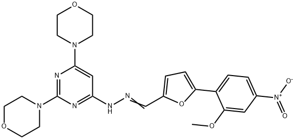 5-{4-nitro-2-methoxyphenyl}-2-furaldehyde (2,6-dimorpholin-4-ylpyrimidin-4-yl)hydrazone Struktur