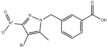 3-({4-bromo-3-nitro-5-methyl-1H-pyrazol-1-yl}methyl)benzoicacid Struktur