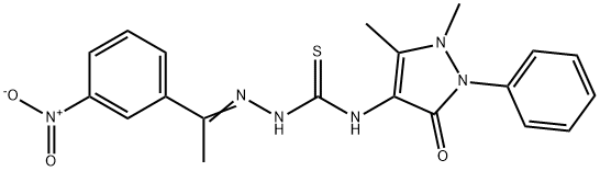 4-({[2-(1-{3-nitrophenyl}ethylidene)hydrazino]carbothioyl}amino)-1,5-dimethyl-2-phenyl-1,2-dihydro-3H-pyrazol-3-one Structure