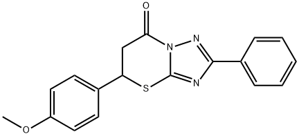 5-(4-methoxyphenyl)-2-phenyl-5,6-dihydro-7H-[1,2,4]triazolo[5,1-b][1,3]thiazin-7-one Struktur