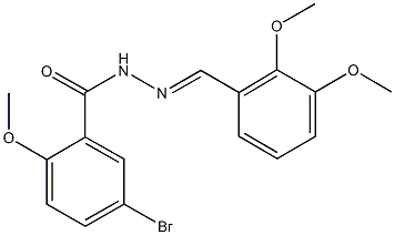 5-bromo-N'-(2,3-dimethoxybenzylidene)-2-methoxybenzohydrazide Struktur