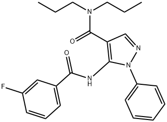 5-[(3-fluorobenzoyl)amino]-1-phenyl-N,N-dipropyl-1H-pyrazole-4-carboxamide Struktur