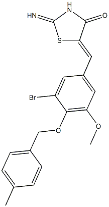 5-{3-bromo-5-methoxy-4-[(4-methylbenzyl)oxy]benzylidene}-2-imino-1,3-thiazolidin-4-one Struktur