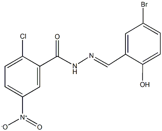 N'-(5-bromo-2-hydroxybenzylidene)-2-chloro-5-nitrobenzohydrazide Struktur