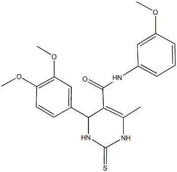 4-(3,4-dimethoxyphenyl)-N-(3-methoxyphenyl)-6-methyl-2-thioxo-1,2,3,4-tetrahydro-5-pyrimidinecarboxamide Struktur