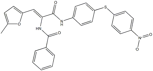 N-[1-{[4-({4-nitrophenyl}sulfanyl)anilino]carbonyl}-2-(5-methyl-2-furyl)vinyl]benzamide Struktur