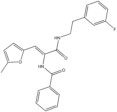 N-[1-({[2-(3-fluorophenyl)ethyl]amino}carbonyl)-2-(5-methyl-2-furyl)vinyl]benzamide Struktur