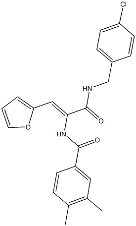 N-[1-{[(4-chlorobenzyl)amino]carbonyl}-2-(2-furyl)vinyl]-3,4-dimethylbenzamide Struktur