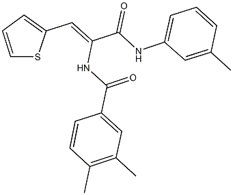 3,4-dimethyl-N-[2-(2-thienyl)-1-(3-toluidinocarbonyl)vinyl]benzamide Struktur