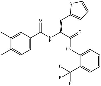 3,4-dimethyl-N-(2-(2-thienyl)-1-{[2-(trifluoromethyl)anilino]carbonyl}vinyl)benzamide Struktur