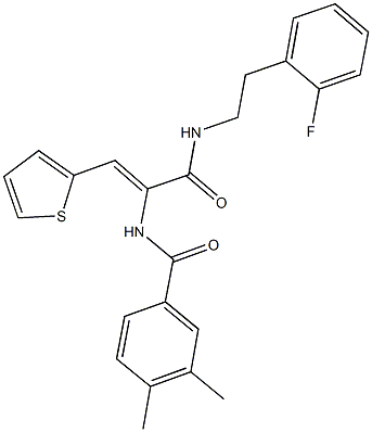 N-[1-({[2-(2-fluorophenyl)ethyl]amino}carbonyl)-2-(2-thienyl)vinyl]-3,4-dimethylbenzamide Struktur