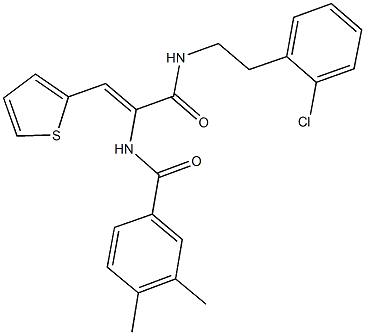 N-[1-({[2-(2-chlorophenyl)ethyl]amino}carbonyl)-2-(2-thienyl)vinyl]-3,4-dimethylbenzamide Struktur