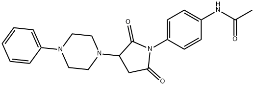 N-{4-[2,5-dioxo-3-(4-phenyl-1-piperazinyl)-1-pyrrolidinyl]phenyl}acetamide Struktur