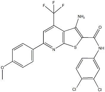 3-amino-N-(3,4-dichlorophenyl)-6-(4-methoxyphenyl)-4-(trifluoromethyl)thieno[2,3-b]pyridine-2-carboxamide Struktur