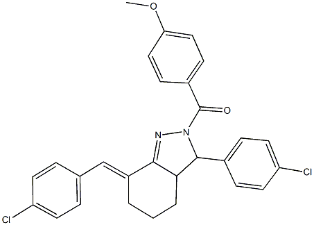 7-(4-chlorobenzylidene)-3-(4-chlorophenyl)-2-(4-methoxybenzoyl)-3,3a,4,5,6,7-hexahydro-2H-indazole Struktur