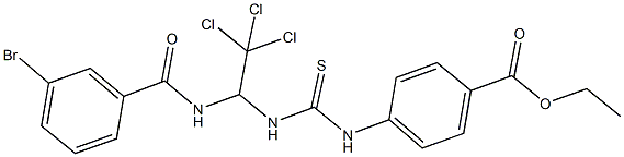 ethyl 4-{[({1-[(3-bromobenzoyl)amino]-2,2,2-trichloroethyl}amino)carbothioyl]amino}benzoate Struktur