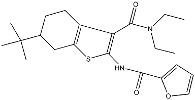 N-{6-tert-butyl-3-[(diethylamino)carbonyl]-4,5,6,7-tetrahydro-1-benzothien-2-yl}-2-furamide Struktur