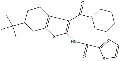 N-[6-tert-butyl-3-(1-piperidinylcarbonyl)-4,5,6,7-tetrahydro-1-benzothien-2-yl]-2-thiophenecarboxamide Struktur