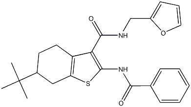 2-(benzoylamino)-6-tert-butyl-N-(2-furylmethyl)-4,5,6,7-tetrahydro-1-benzothiophene-3-carboxamide Struktur