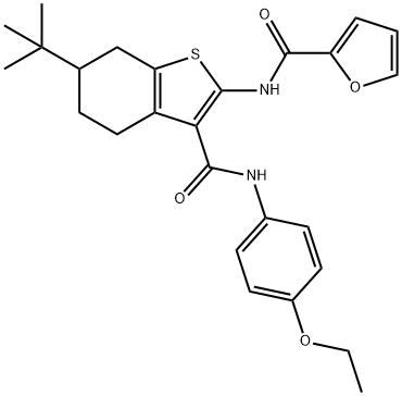 N-{6-tert-butyl-3-[(4-ethoxyanilino)carbonyl]-4,5,6,7-tetrahydro-1-benzothien-2-yl}-2-furamide Struktur