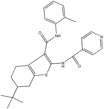 N-[6-tert-butyl-3-(2-toluidinocarbonyl)-4,5,6,7-tetrahydro-1-benzothien-2-yl]isonicotinamide Struktur