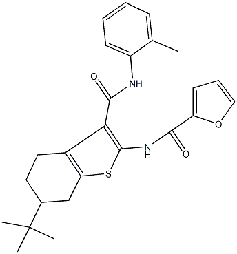 N-[6-tert-butyl-3-(2-toluidinocarbonyl)-4,5,6,7-tetrahydro-1-benzothien-2-yl]-2-furamide Struktur