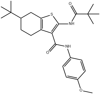 6-tert-butyl-2-[(2,2-dimethylpropanoyl)amino]-N-(4-methoxyphenyl)-4,5,6,7-tetrahydro-1-benzothiophene-3-carboxamide Struktur