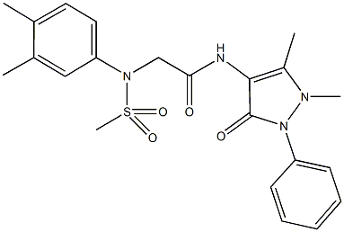 2-[3,4-dimethyl(methylsulfonyl)anilino]-N-(1,5-dimethyl-3-oxo-2-phenyl-2,3-dihydro-1H-pyrazol-4-yl)acetamide Struktur